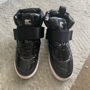 Sorel Black Joan of Arctic Next Lite Strap Sneaker Boot